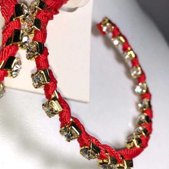 Amrita Red & Gold Crystal Hoop Earrings - Picture 5 of 5